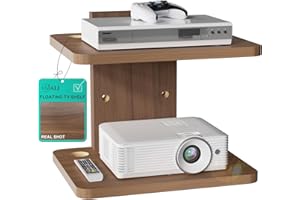 WALI Floating TV Shelf, Holds Up to 10 kg, Wooden Wall Mounted Shelves Under TV Shelf for DVD Players, Cable Boxes, Routers, Game Consoles, Living Room Decor Accessories (CS202N), 2-Tier