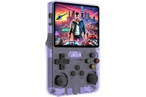 AMAZTECH R36S Consola Retro Portatil – Pantalla IPS 3,5”, Tarjeta TF 64 GB, 15.000+ Juegos, Sistema Linux Abierto, Reproductor de Video, Mini Consola Arcade (Púrpura 64GB)