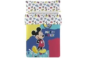KIMBATEX TEXTIL HOGAR TIENDA Kimbatex Funda Nórdica 2 Piezas Reversible Mickey Mouse Patch para Cama de 90 (155x220 cm)