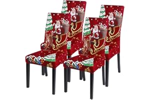 NIBESSER Funda para Silla con Respaldo navideño, elástica, para Navidad, Lavable, Universal, Antimanchas, para casa, Fiestas, hoteles, Banquetes