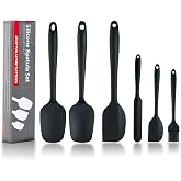 Silicone Spatula Set of 6 for Cooking, Baking and Mixing, Non-Stick Rubber Spatula Heat Resistant with 250℃ (Black)