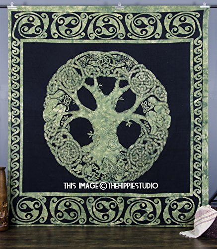 Bohemian Keltischer Baum des Lebens Wandbehang, Hippie-Tapisserien, Boho Tapetry Werfen, Tapisserie Wandbehang, Indian Bett ausgebreitet, Tapisserien für Dorms, College-Zimmer Tapisserien (90 x 90 Zoll)