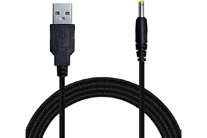 OcioDual Kabel ładujący USB DC Kabel do ładowania kompatybilny z PSP 1000 PSP 2000 PSP 3000, głośniki, kamery bezpieczeństwa, uniwersalna ładowarka do baterii, 5 V, 2A, USB 2.0, pleciony czarny 1,2 m