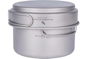 iBasingo Lot de casseroles en Titane avec poignée Pliante en Plein air pour Camping à Soupe - Bol à Frire - Ustensiles de Cuisine Ultra légers - pour Les Voyages, Les Pique-niques, la randonnée