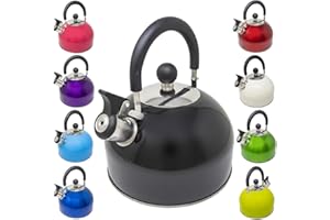BARGAINS-GALORE 2.5L Stainless Steel Whistling Kettle - Suitable for Fishing, Camping, Hiking, Indoor & Outdoor | Camping Kettle for Gas Stove, Electric Stove, Camp Fire | Lightweight, Fast Boil, Phenolic Handle