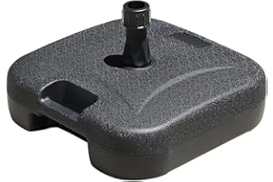 FLONATUR Base para Sombrilla 21 kg Rellenable con Agua – 45x45x14 cm, Compatible con Mástiles de 38 y 48 mm, Estable y Resistente para Terraza, Jardín o Patio – Fácil de Llenar y Vaciar