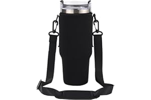 ANEI Bolsa Porta Botella de Agua para Stanley Tumbler, Porta Botella de Agua con Correa, Bolsa para Accesorios Stanley Cup 40oz, Bolsa Porta Botella de Agua con mosquetón, Negro