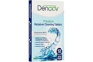 DENCLOV Retainer Cleaning Tablets, Fresh Brite & Stain-Free, for Invisalign, Aligners, Dentures, Mouth Guard, Denture Cleaner - Pack of 12 (Trial Pack)