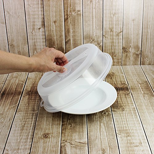 COM-FOUR® 3x Mikrowellenabdeckhaube aus Kunststoff, 26 cm Ø, transparent (3 Stück) - 4