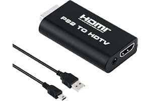 Mcbazel PS2 till HDMI Audio Video Adapter Converter med 3,5 mm ljudutgång för HDMI TV