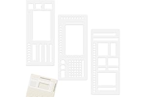 HINGTAI 3Pcs Journal Stencil Set, Reusable Planner Stencils Templates Create Custom Weekly & Monthly Layouts for Dot Grid Journals, Enhanced Efficiency for Planning & Journaling Enthusiasts