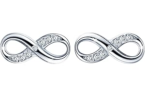 Unendlich U Boucle d'oreille en argent 925 Le symbole infini Clou d'oreille orné zircon Cadeau Noël Anniversaire pour femme fille
