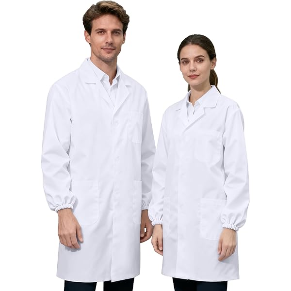 Oralidera Heren laboratoriumjas tweekleurig magazijn stofjassen doe-het-zelf werkplaats lange jas garage werk smock volwassenen laboratoriumjas, Grijs, M