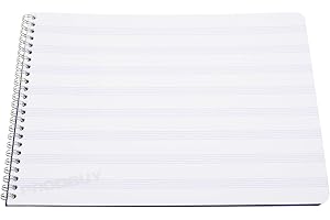 PRODBUY LIMITED A4 Landscape Spiral Music Sheet Notebook Blank 50 Page 8 Stave Notation Paper Pad Book