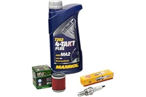 MVH BOCKAUF Kit d'entretien huile 1L + filtre à huile + bougie d'allumage pour Yamaha MT 125 MT125 RE11 RE114 RE115 RE292 année de construction 2014-2019