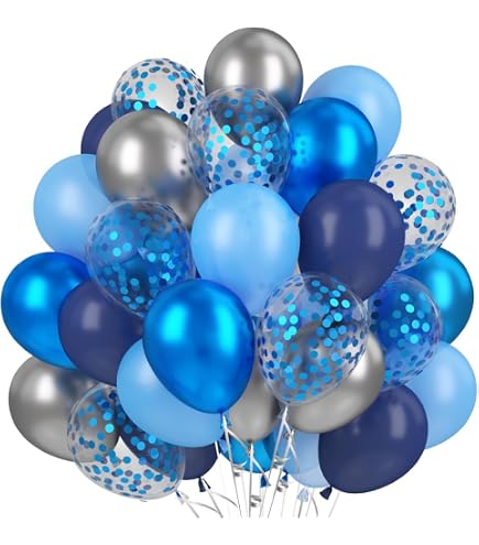 Oblique Unique Konfetti Luftballon Set – 10 Ballons (blau & Transparent), Für Party & Deko