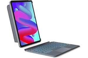 Inateck Detachable Keyboard Case for iPad Air 11 inch M3 2025/M2 2024, Keyboard with Trackpad for Air 7/6/5/4 Gen, iPad Pro 11" 4/3/2/1, 7-Color Backlight, Vertically/Horizontally, KB04111 Gray