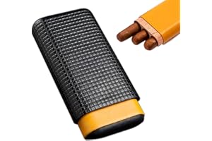 Berfea Etui na cygara Humidor, pudełko na cygara, 3 rurki, nawilżacze z prawdziwej skóry, z podszewką z drewna cedrowego, uchwyt na cygara, akcesoria do przechowywania w podróży na zewnątrz