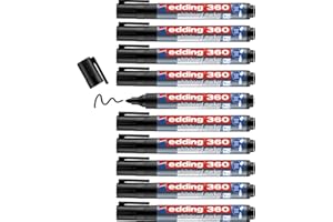 edding 360 whiteboard marker - black - 10 whiteboard pens - round tip 1.5-3 mm - whiteboard pen dry wipe - for whiteboards, flipcharts, pinboards, magnetic and memo boards - sketchnotes - refillable