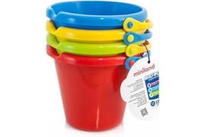 Miniland - Set Juguetes Playa para Niños, Resistentes para Arena y Nieve, Juegos de Playa y Exterior, Diversión al Aire Libre (Set 4 Cubos)