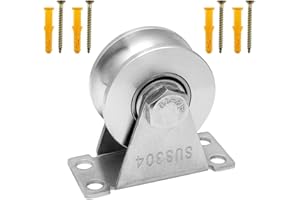 PHILOCH Cable Pulley Wheel, U-Type Stainless Steel Pulley Block Silent Single Pulley Block Mute Bearings Groove Sliding Roller Track Wheel(1 Pc)
