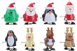 Toyvian 8pièces Jouets à Remonter en Forme de Père Noël Cerf Bonhomme de Neige Jouets Mécanique Noël Ornements Poupée Statue Décoration Accessoires