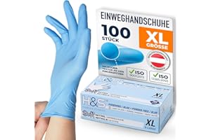 ISC Hygiene & Safety Nitrilhandschuhe XL, Einweghandschuhe, Einmalhandschuhe, Kochhandschuhe Lebensmittel - 100 Stück Größe 10 X-Large blau puderfrei non latex latexfrei - Gummihandschuhe Einweg