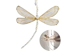 DRAGONX2 Atrapasueños de libélula con cristales, atrapasueños de cristal de libélula, decoración de ventana, colgante moderno, prisma de cristal, campanilla de viento, jardín para el hogar, oficina, jardín