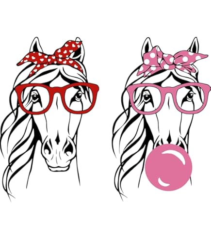 Autocollant Décalque Chevaux Fun - Lunettes Et Bandana - Pour Voiture, Moto, Frigo, Ordinateur