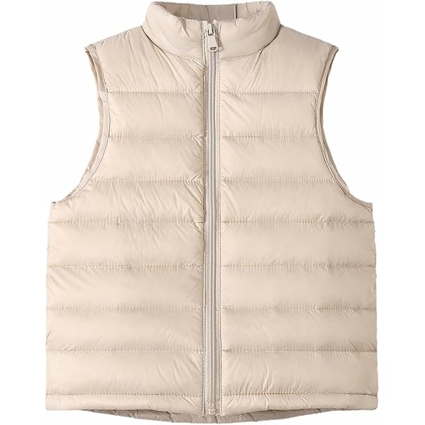 EGNMCR Manteau Sans Manches Décontracté Sans Capuche & Vestes Pour Tout-Petits Garçons Filles Mode Mignon Couleur Unie Coupe-Vent Rembourré Vêtements Veste Sans Capuche Manteau Garçon