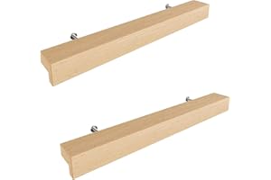 Sossai poignées de meubles en bois en hêtre | GAH01 | Distance entre les trous 128mm, longueur 188mm, 2 pièces