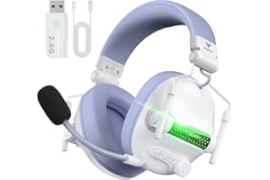 WESEARY 2.4G Wireless Gaming Headset for PC, PS4, PS5, Switch - 7.1 Surround Sound Bluetooth Gaming Headphones with Crystal-Clear Mic, Dynamic RGB Lighting, 50H Battery Life