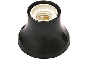 POLY POOL - PP0500.2X Douille E27 - Douille Base Droite - Douille E27 avec Bornes à Ressort et Contacts Laiton - Douille en Plastique Made in Italy - Douille Noire