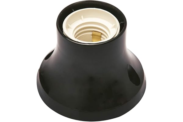 POLY POOL – PP0500.2X vägglampsockel E27 – lamphållare med rak bas – E27 lamphållare med fjäderklämmor och mässingskontakter – plastlamphållare tillverkad i Italien svart lamphållare