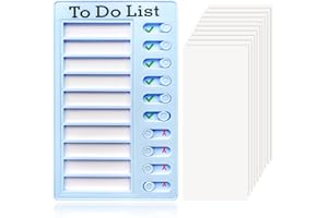 CENCERY Lavagna per lista di cose da fare Lavagna per lista di controllo Lavagna per compiti con 10 fogli bianchi Rimovibili Lavagna per pianificatore di attività in plastica (Blu)