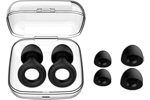 CLOKELAI Ear Plugs for Sleep – Super Soft, Reusable Hearing Protection in Flexible Silicone for Noise Reduction & Flights - 6 Ear Tips in S/M/L - 26dB Noise Cancelling - Black