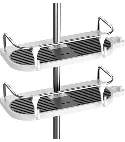 Rangement Douche 2 étagères Douche Sans Perçage - Acier Inoxydable, Télescopique, Support Shampoing Savon, Pour Barre 18-25 Mm Support Douche Telescopique Inox Barre 18-25mm