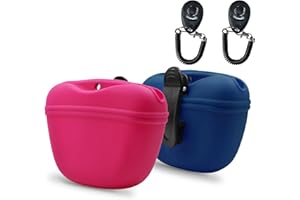 AUDWUD Bolsa de silicona para golosinas para perros, contenedor de entrenamiento portátil con clip, práctico cierre de hebilla magnética y clip de cintura, sin BPA