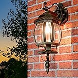 Fassung: E27 - max 60Watt Nostalgische Außenlampe Wandleuchte Brest in antik hängend IP23 E27 60W Außenleuchte Wandlampe für Hof Garten