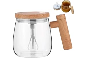 Apujent Tasse à Café à Agitation Automatique | Tasse à Café à Verre à Haute Teneur En Borosilicate Tasse à Café Rotative à Domicile, Bureau, Voyage, AdaptéE Au Café/Lait/Poudre ProtéInes
