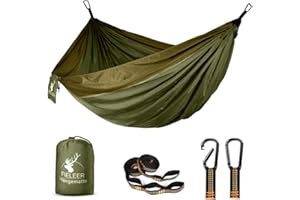 Fieleer Ultraleicht Reise Camping Hängematte Outdoor Hammock | Mit Premium Karabinern&2,5cm Breiten Schwerlastgurten mit 6 Schlingen | 275x140cm, 300kg Traglast, Fallschirm Nylon | Für Draußen Drinnen