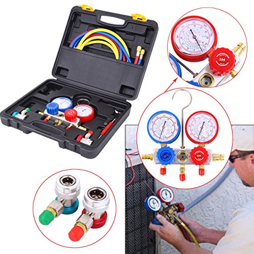 Ridgeyard Monteurhilfe Klimaanlage R134a R22 R404a R410a mit Schlauchset Schnellkupplung - 9