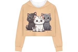 Showudesigns Crop Tops for Girls 5-14 Years Kawaii Sweatshirts Teens Pullover