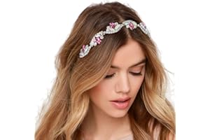 Bohend Moda Rhinestone Peine del pelo Cristal Hoja Novia Tocado Fiesta Fecha Boda Joyas Accesorios para el pelo (Pink)