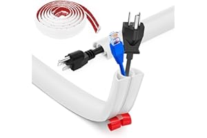 BOCGUY Protezioni per Cavi a Pavimento, 3.0M x2cm Autoadesivo Copricavi per Pavimento Passacavo a Pavimento Perfetti per Tutti i Cavi di Alimentazione a Casa, Ufficio, Scuola, Magazzino (Bianco -Arrotondato)