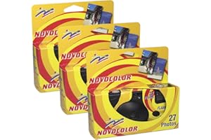 Novocolor – Disposable Cameras with Flash (27 Exposures with Flash) Pack of 3