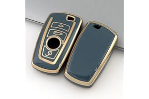 Juttzzei BMW Key Cover for BMW 1 2 3 4 5 6 7 Series X3 X4 M2 M3 M4 M5 M6 GT3 GT5, BMW X3 Key Fob Cover, Soft TPU Silicone BMW X4 Key Fob Cover - 4 Bottons (Blue-gray)