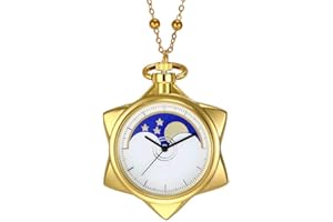 BOSHIYA Sailor Moon Cosplay Collier Accessoires Mode Strass Or Star Montre de poche à quartz avec chaîne/Accessoires Cosplay/Anime Merch Gift Box