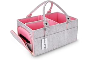 Organisateur de couches pour bébé avec poignée, Grand rangement pour bébé Panier pour ordinateur portable Sac à poignées, Essentiels nouveau-nés de bébé Article incontournable (rose)