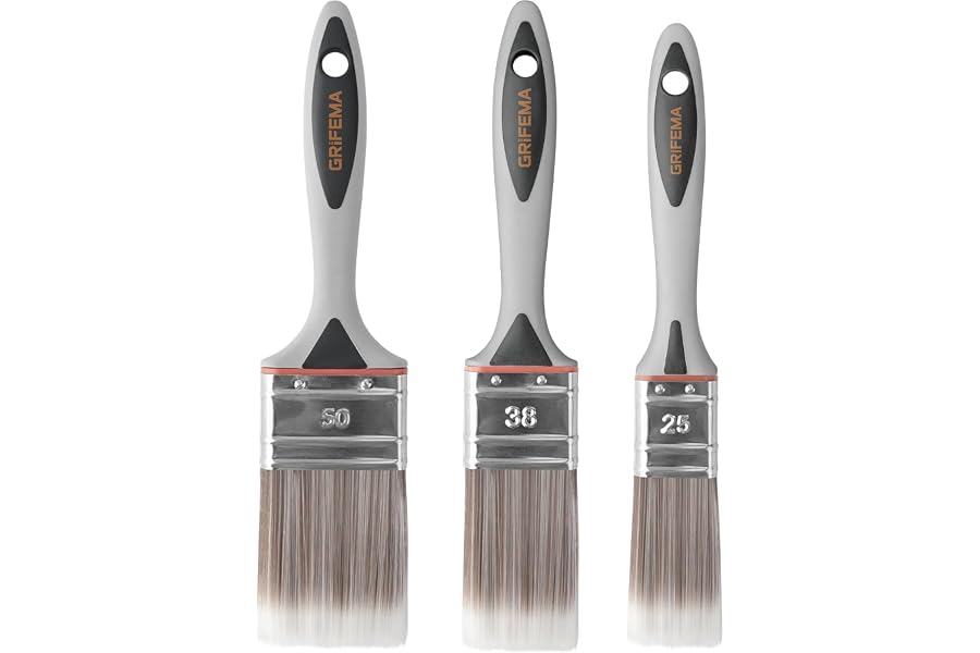 GRIFEMA GA4201-3, Brochas Pintura de 1/1.5/2 Pulgadas, para Mueble, Paredes, Vallas, Ancho de Cerda 25, 38, 50 mm, 3 Piezas
